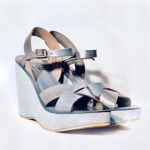 Kork-ease blue wedge sandals
